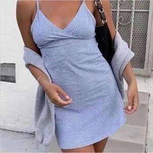 Brandy Melville Amara Mini Dress Floral Blue White One Size